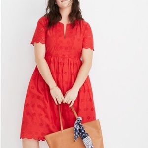 Madewell Scalloped Hem Eyelet Midi Dress